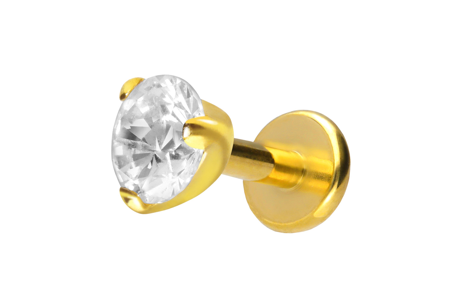 Titan Labret Piercing mit Innengewinde EINGEFASSTER KRISTALL